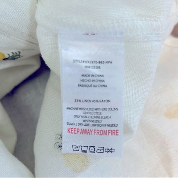 Rae Dunn Pineapple Linen Button-Down Shirt NWT Size Large - Picture 12 of 13